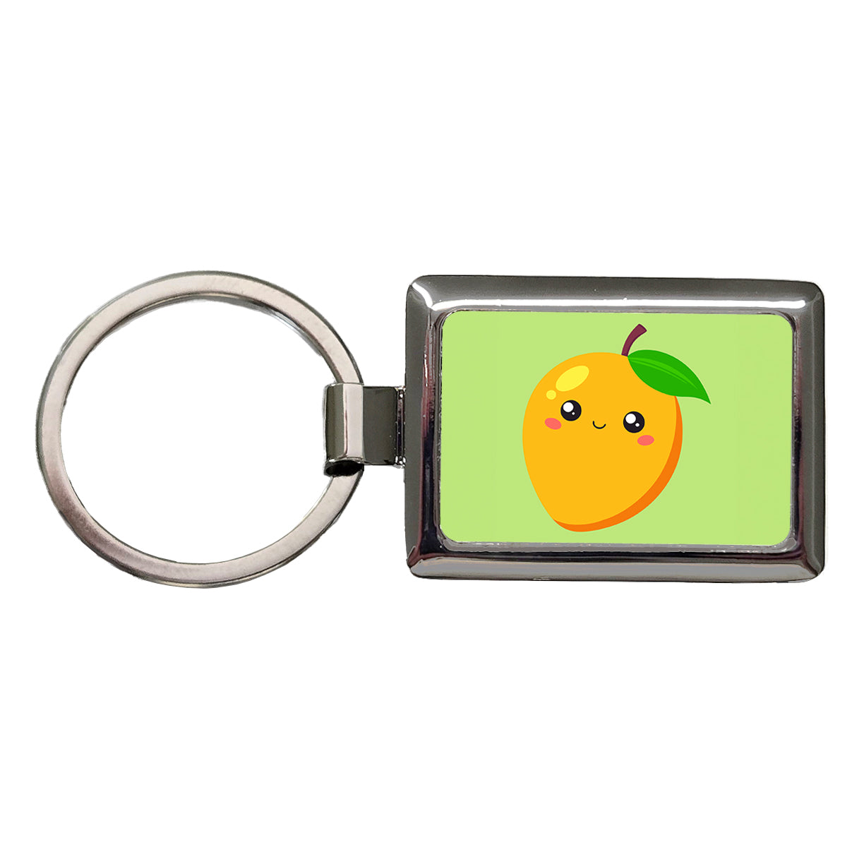 Mango Cute Happy Fruit Rectangle Metal Keychain