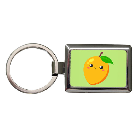 Mango Cute Happy Fruit Rectangle Metal Keychain