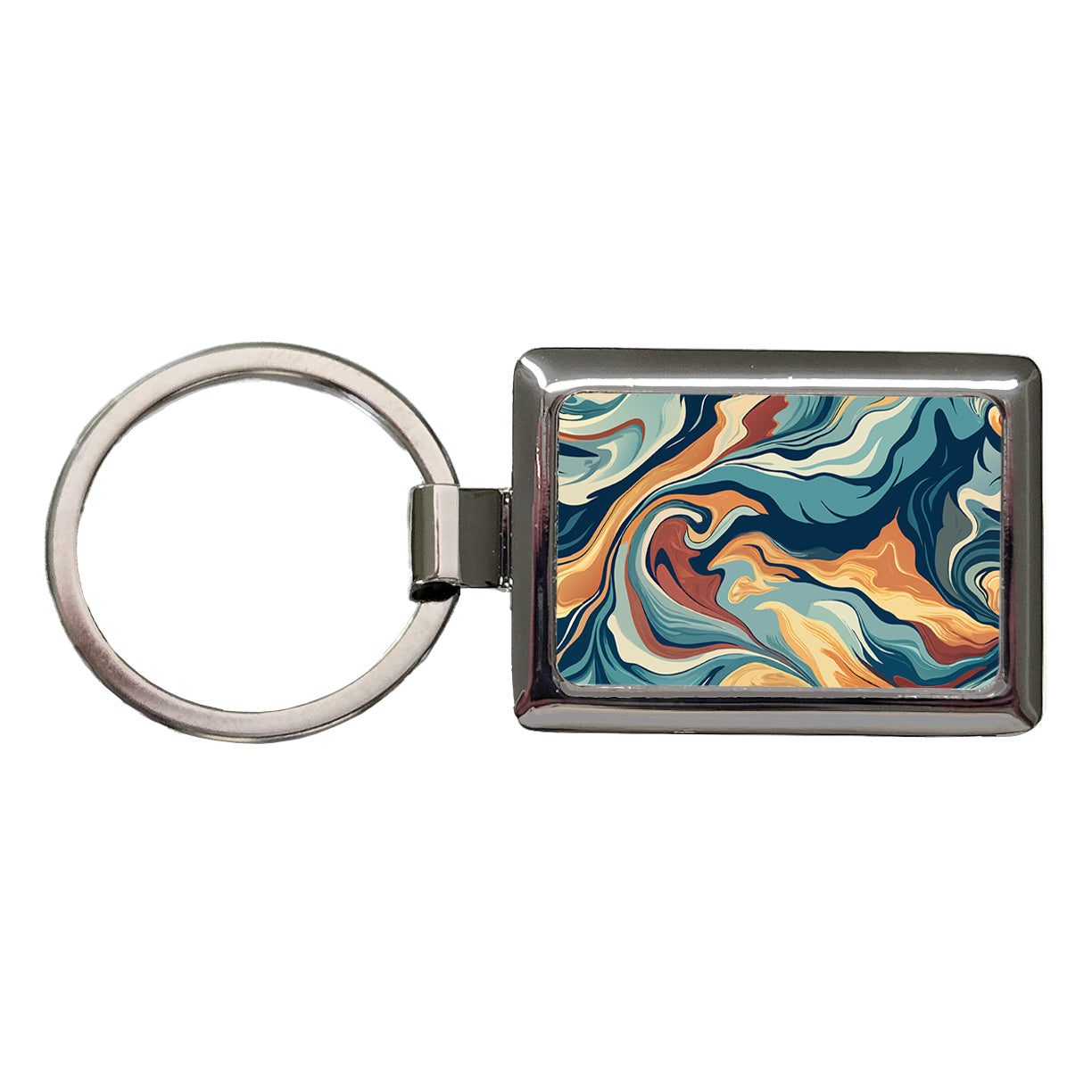 Marble Design Rectangle Metal Keychain