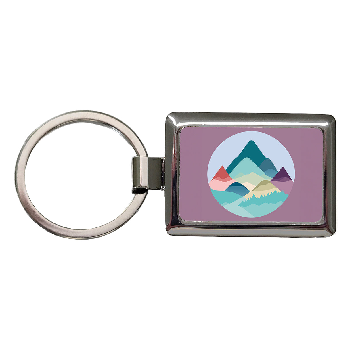 Mountains Pastel Rectangle Metal Keychain