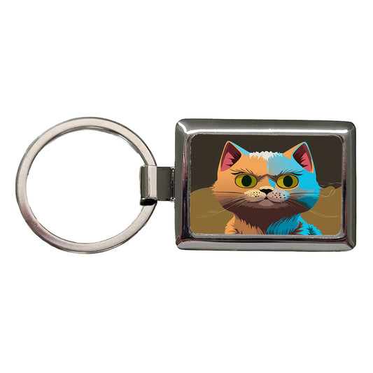 Munchkin Cat Colorful Rectangle Metal Keychain
