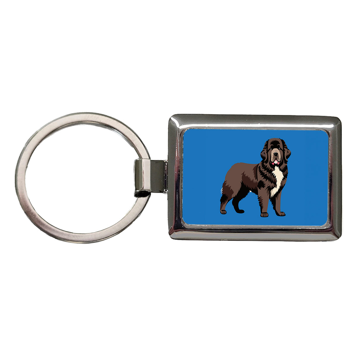 Newfoundland Dog Standing Rectangle Metal Keychain