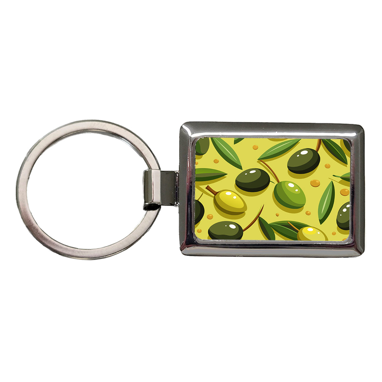 Olives Scattered Pattern Rectangle Metal Keychain