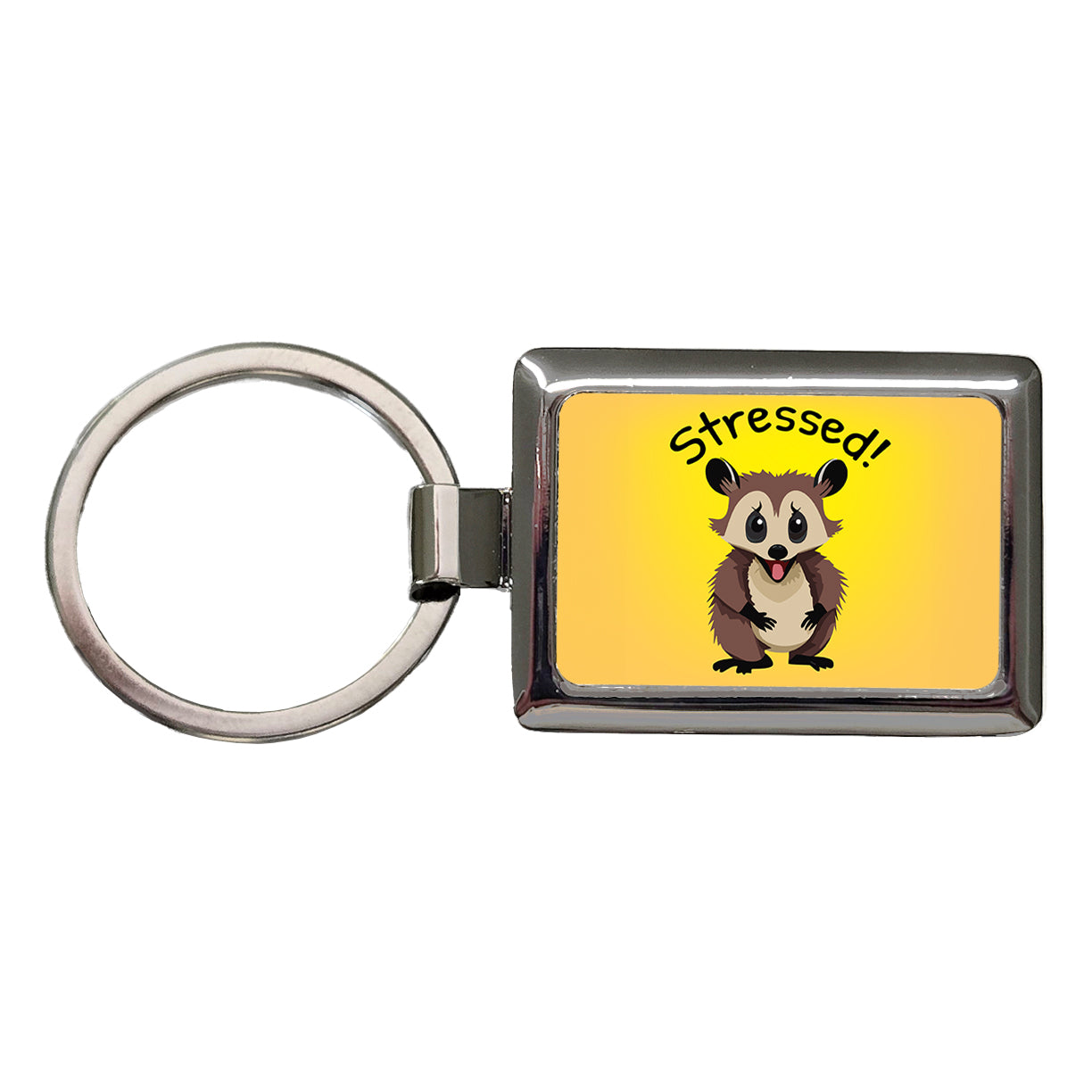 Opossum Possum Stressed Funny Rectangle Metal Keychain