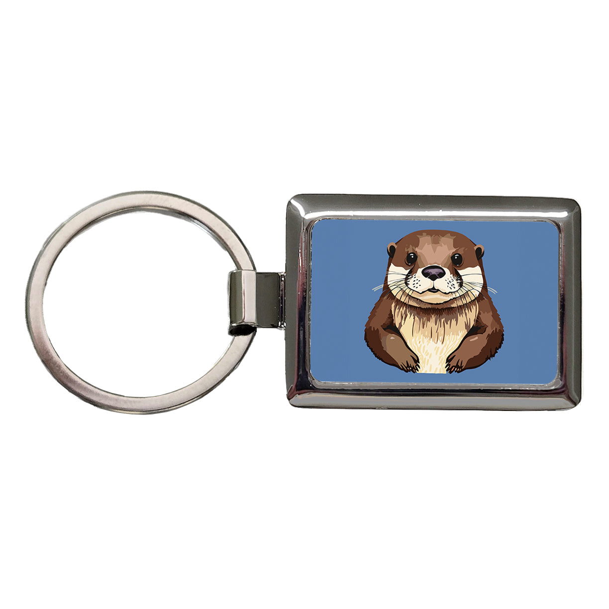 Otter Cute Staring Rectangle Metal Keychain