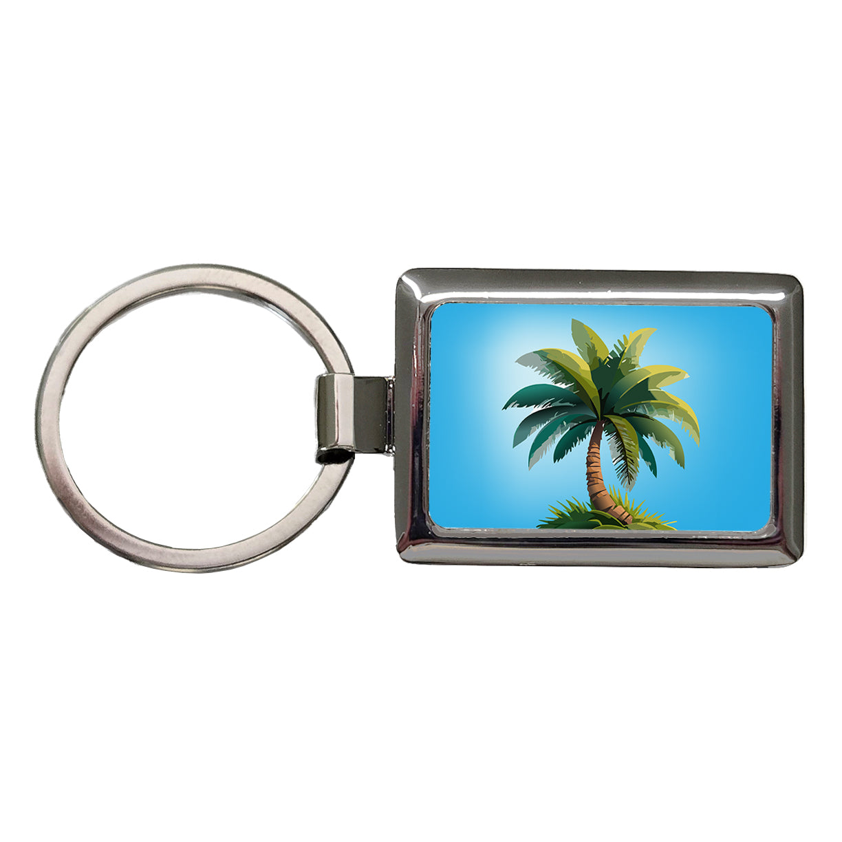 Palm Tree Lush Tropical Rectangle Metal Keychain