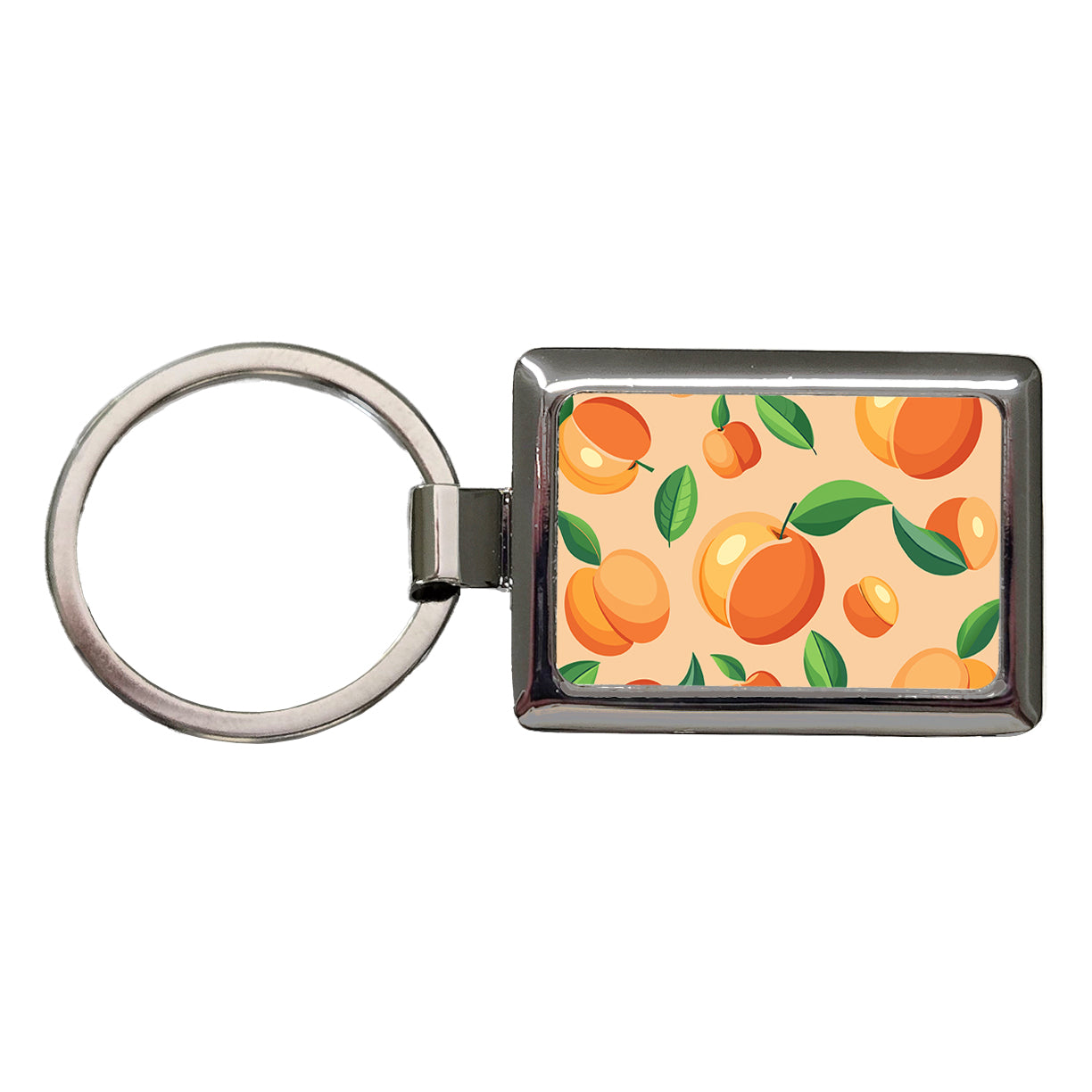 Peaches Scattered Background Pattern Rectangle Metal Keychain