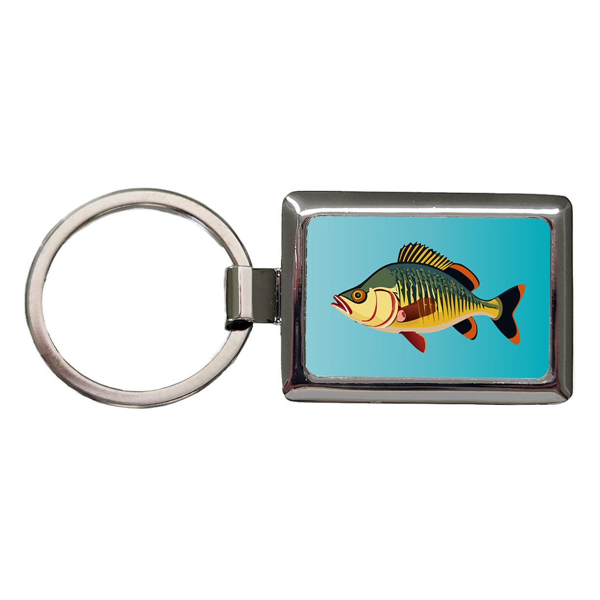Perch Fish Colorful Fishing Rectangle Metal Keychain