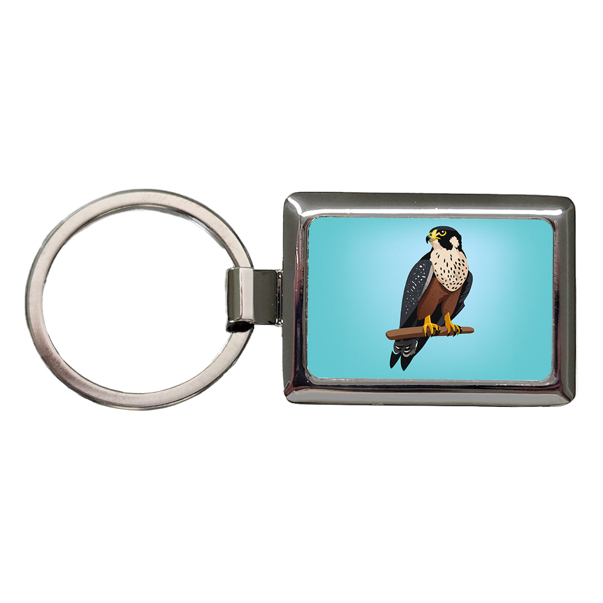 Peregrine Falcon Bird Rectangle Metal Keychain