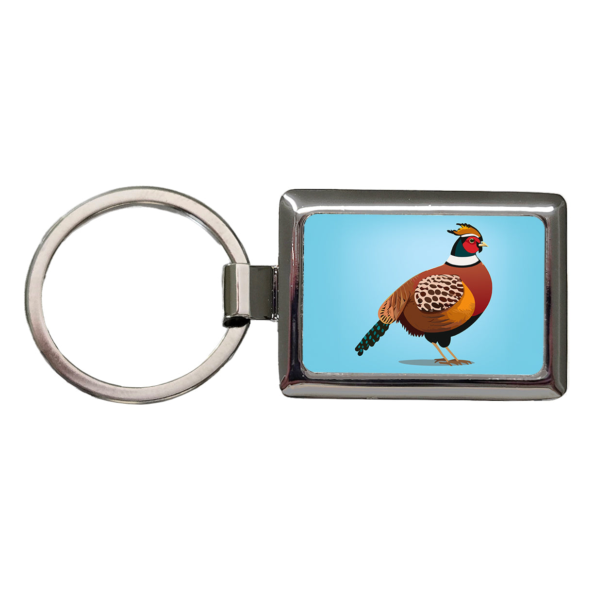 Pheasant Bird Hunting Rectangle Metal Keychain