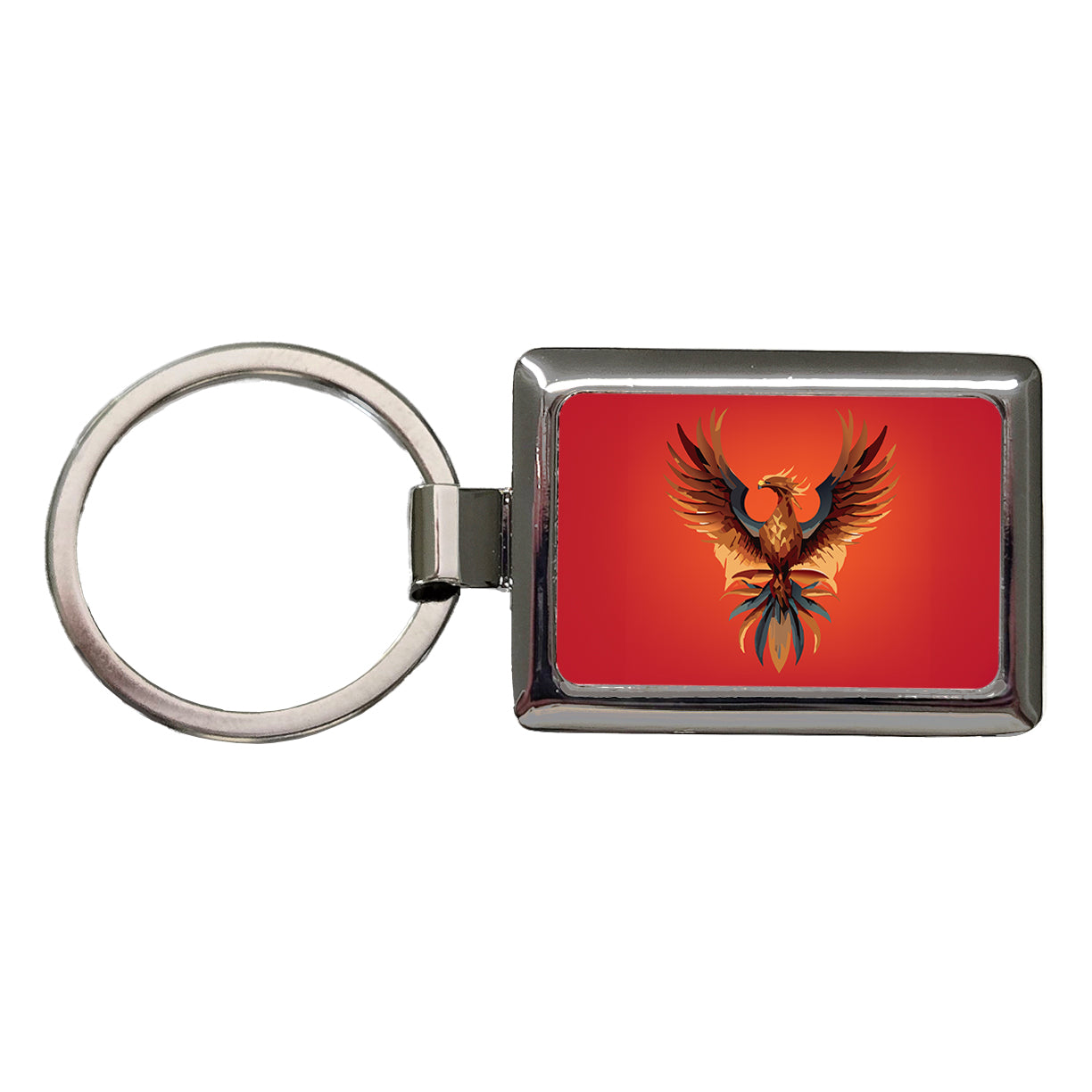 Phoenix Mythical Spiritual Bird Rectangle Metal Keychain
