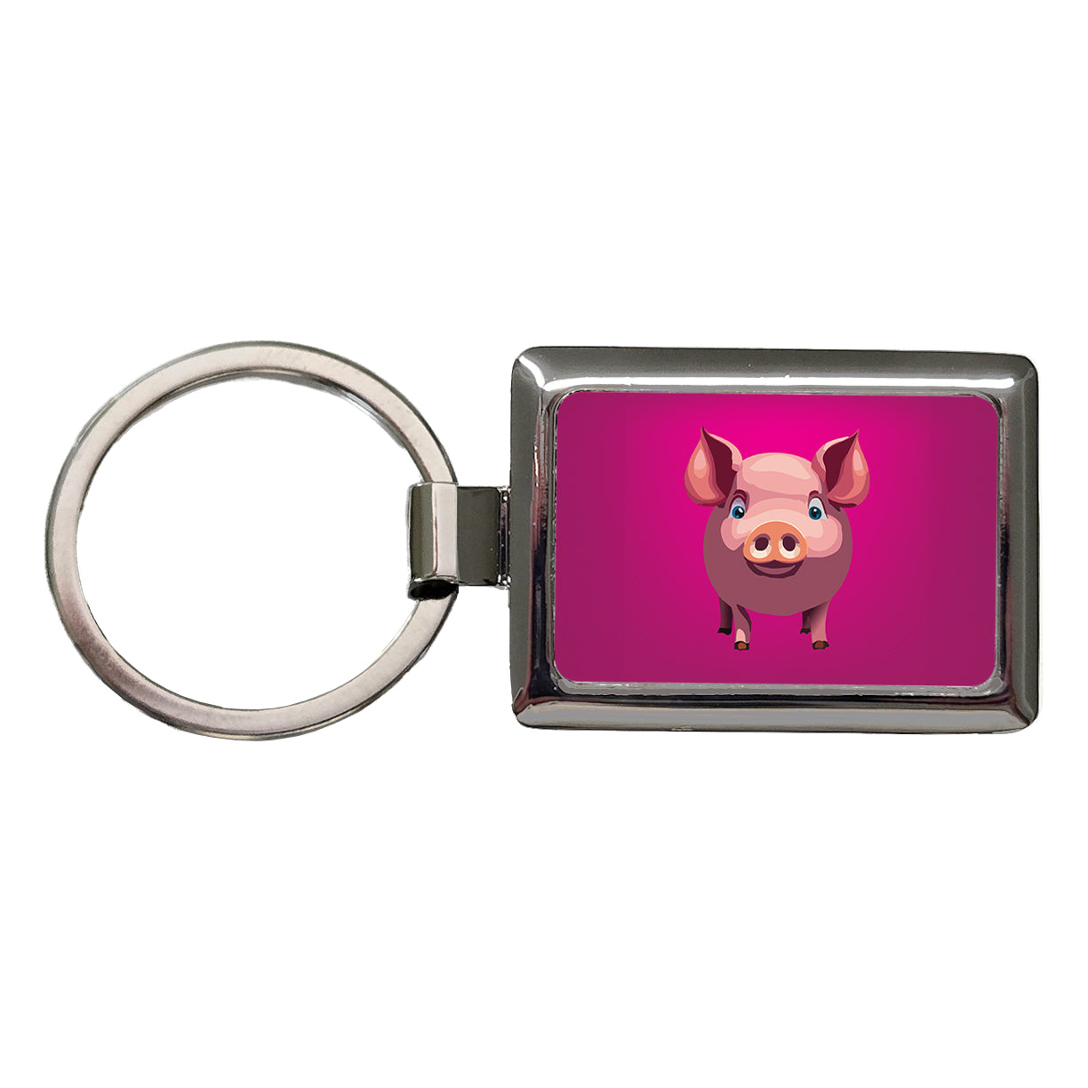 Pig Pink Sweet Rectangle Metal Keychain