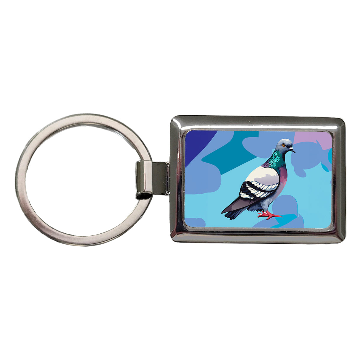 Pigeon Bird Watercolor Rectangle Metal Keychain