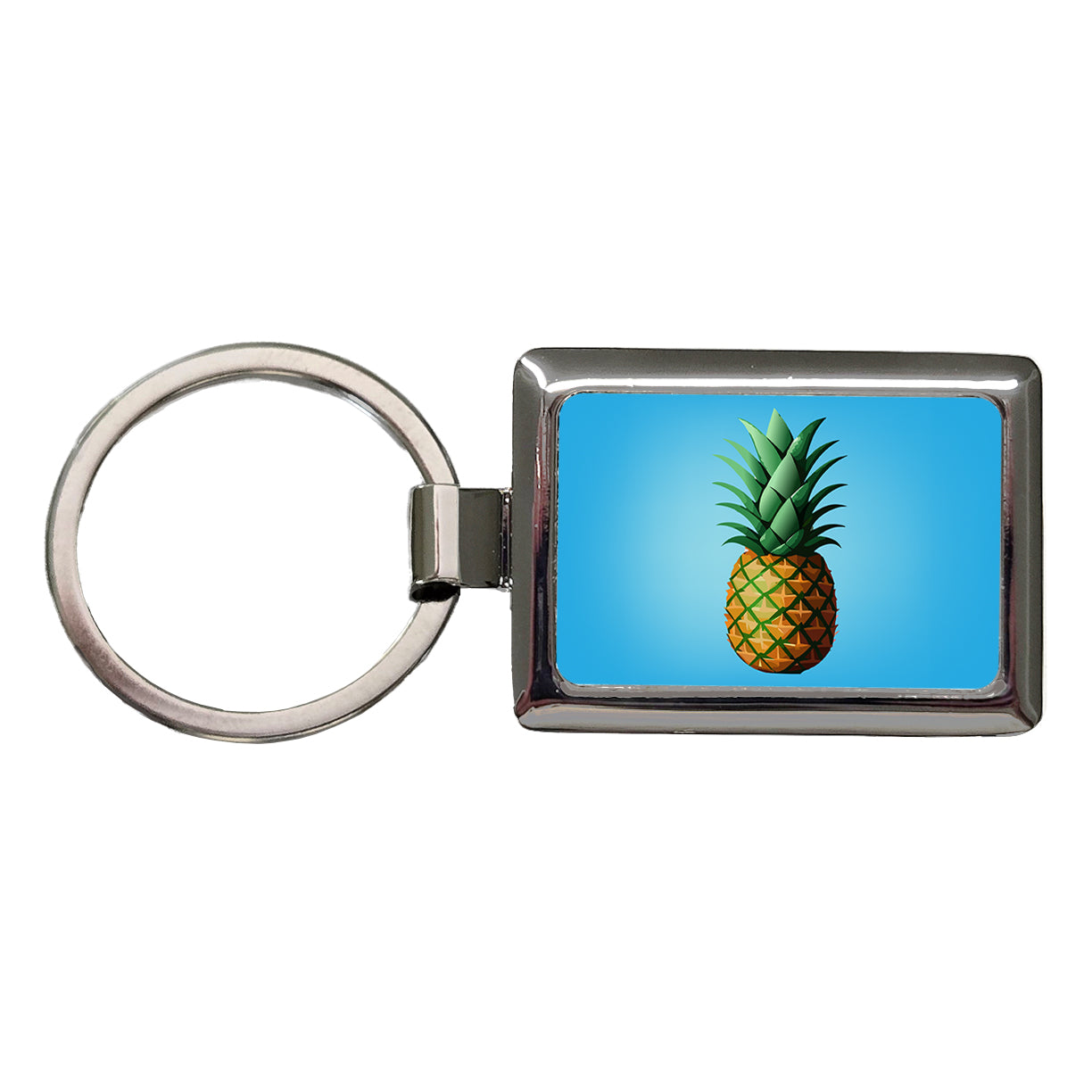 Pineapple Tropical Fruit Rectangle Metal Keychain