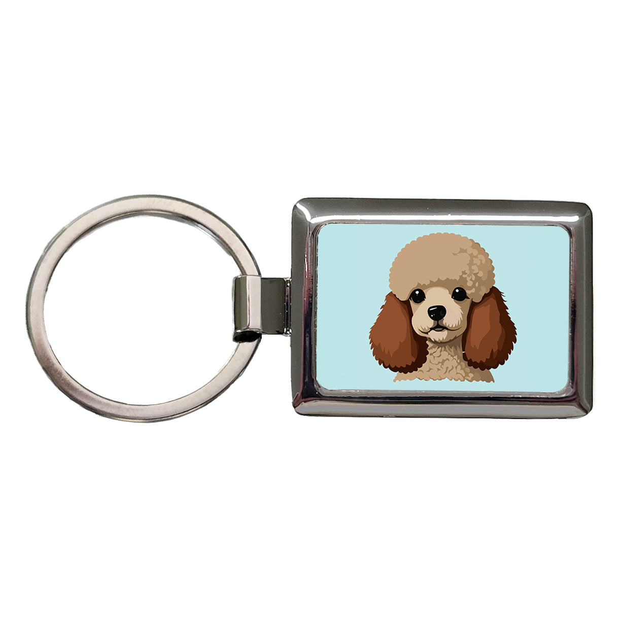 Poodle Head Cute Rectangle Metal Keychain