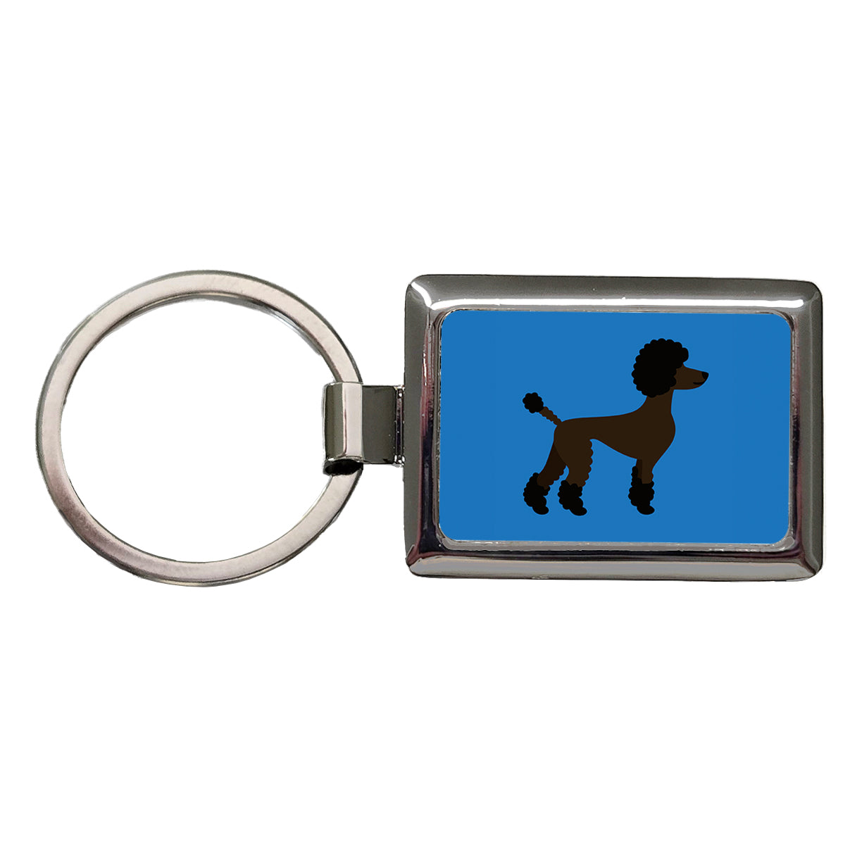 Poodle Silhouette Profile Dog Rectangle Metal Keychain