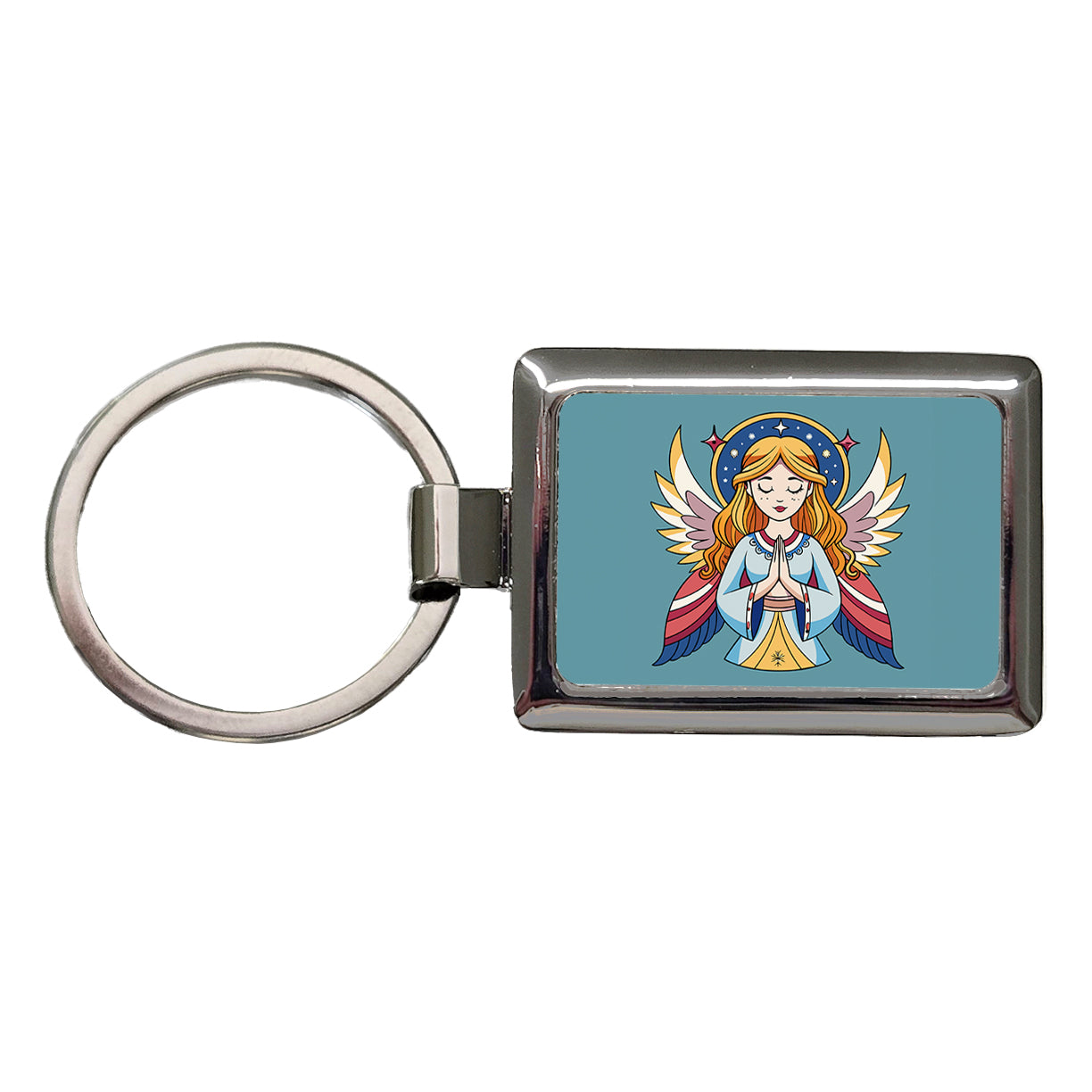 Praying Angel Christian Inspirational Prayer Rectangle Metal Keychain