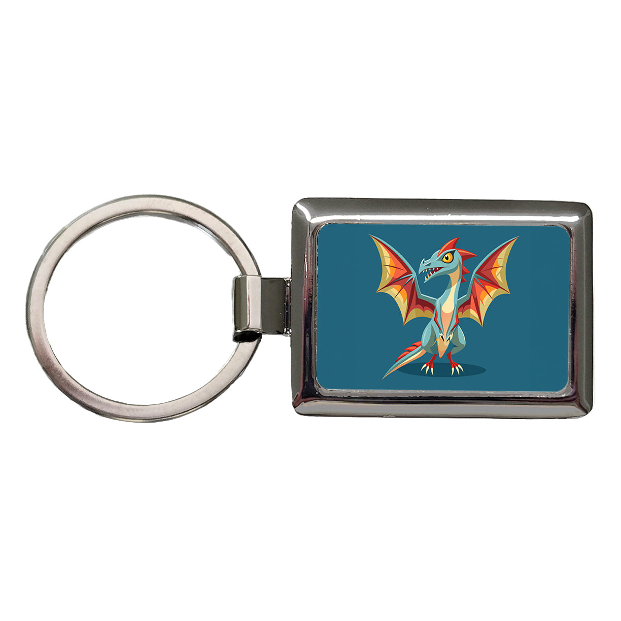 Pterodactyl Dinosaur Rectangle Metal Keychain