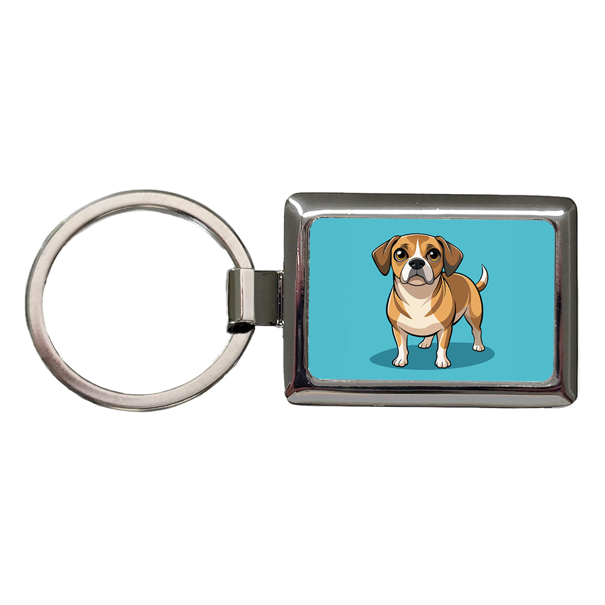 Puggle Dog Rectangle Metal Keychain