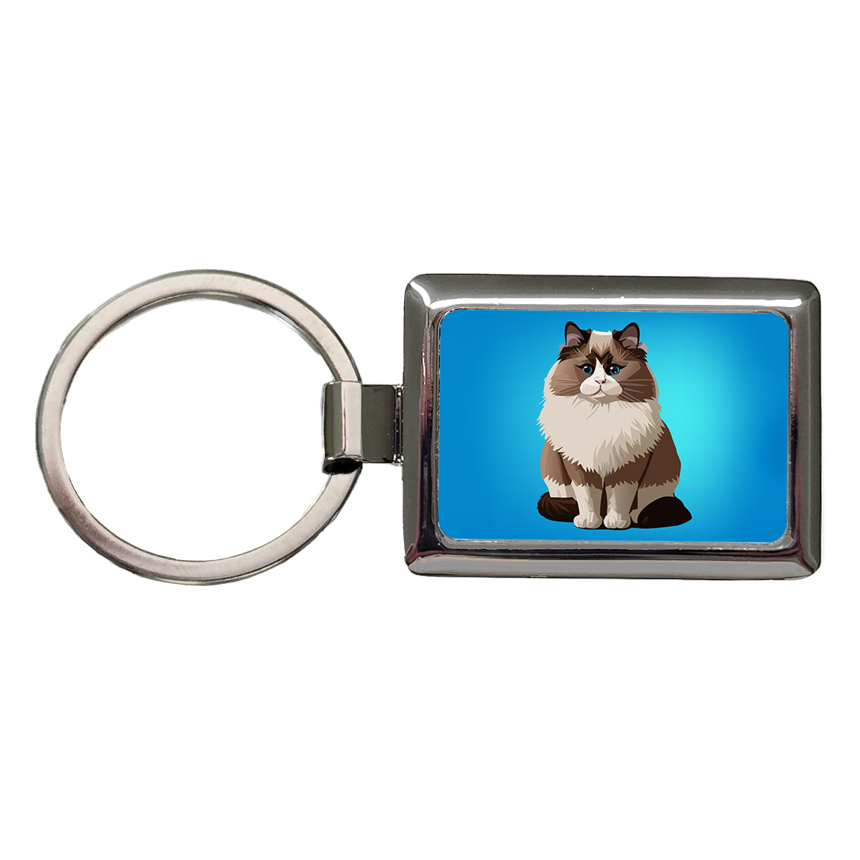 Ragdoll Cat Sitting Rectangle Metal Keychain
