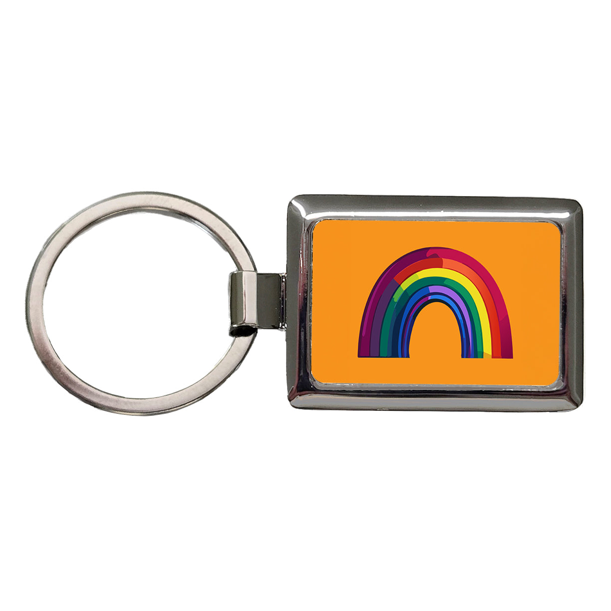 Rainbow Pride Gay LGBTQ Rectangle Metal Keychain
