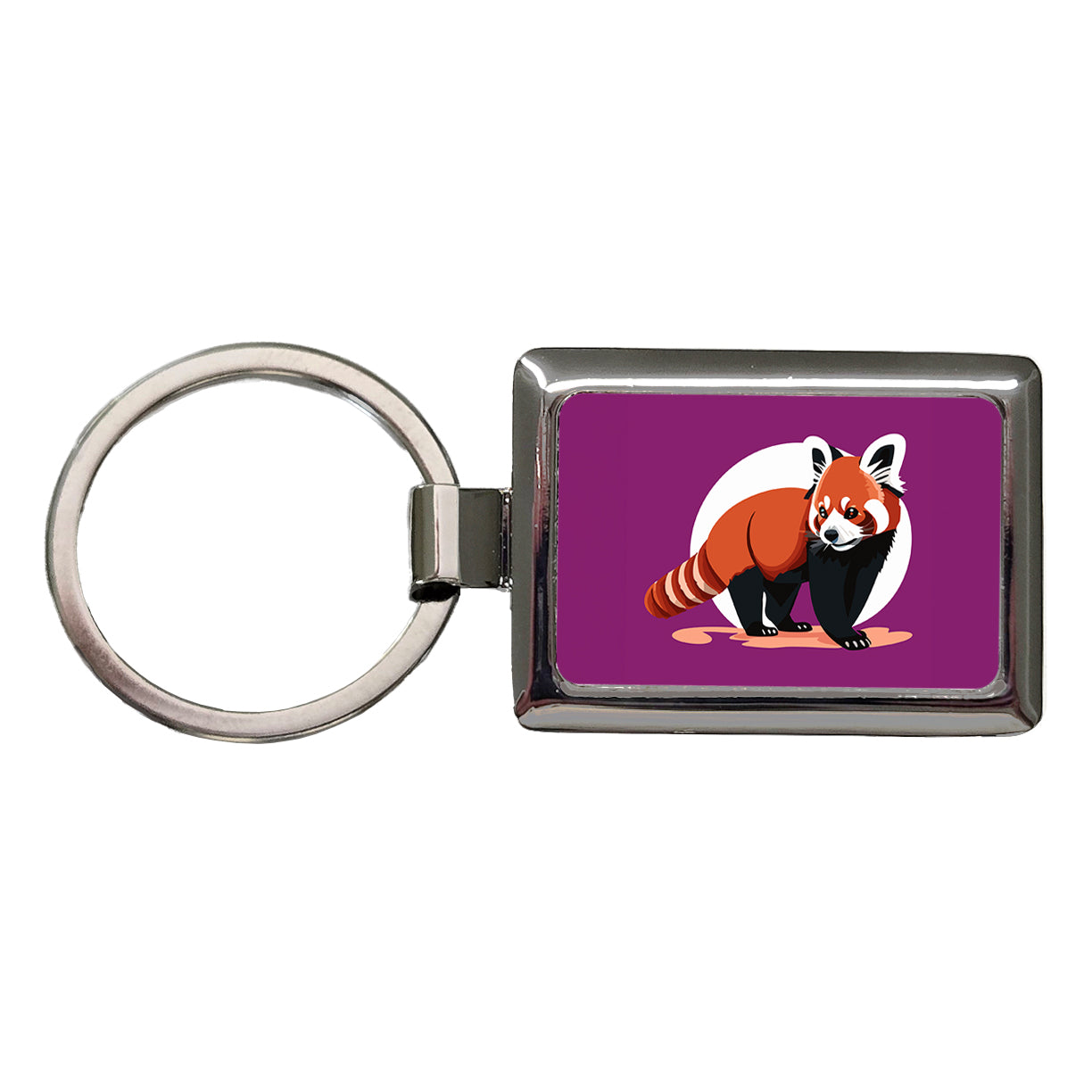 Red Panda Standing Rectangle Metal Keychain