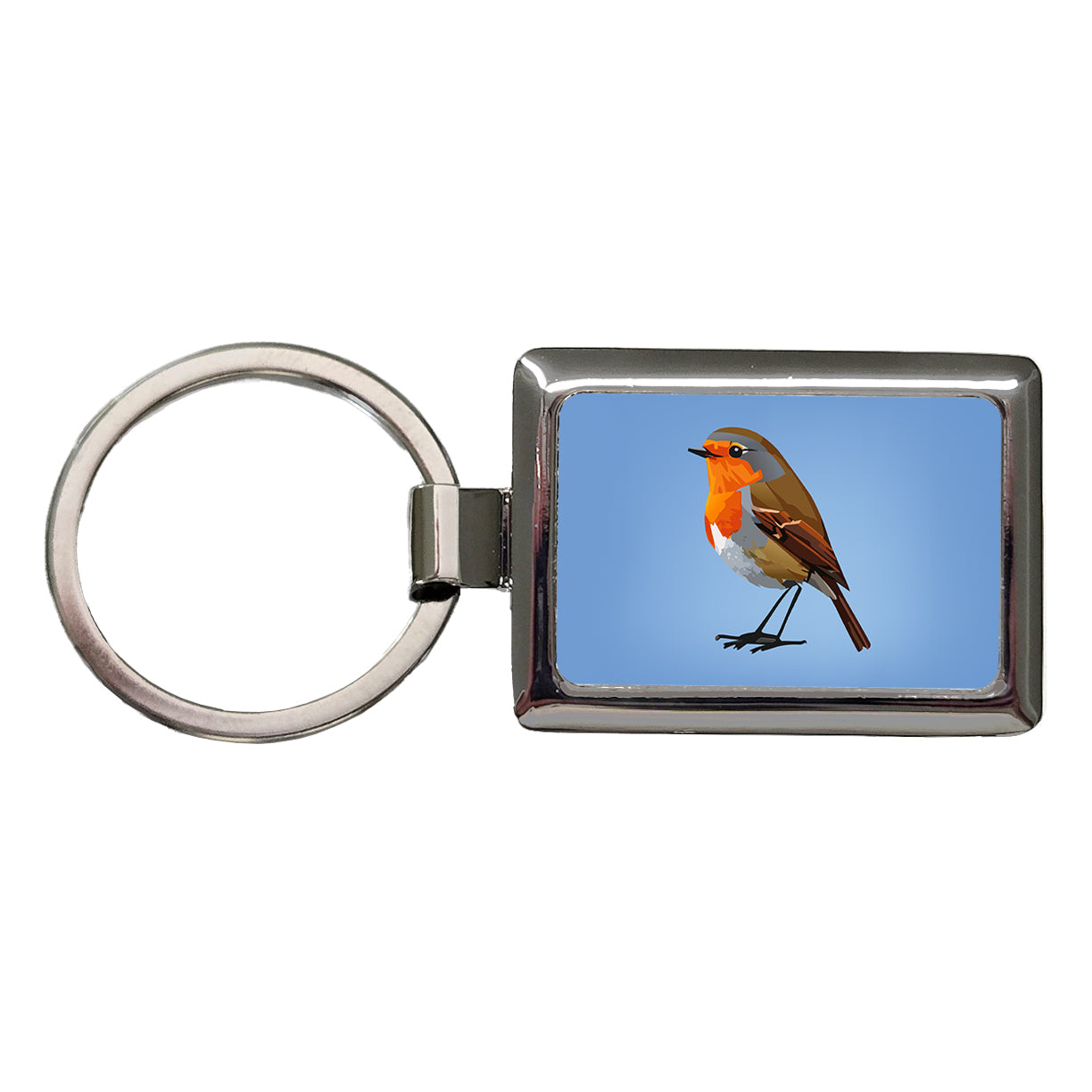 Robin Bird Rectangle Metal Keychain