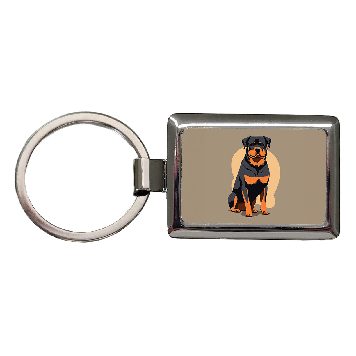 Rottweiler Dog Sitting Rectangle Metal Keychain