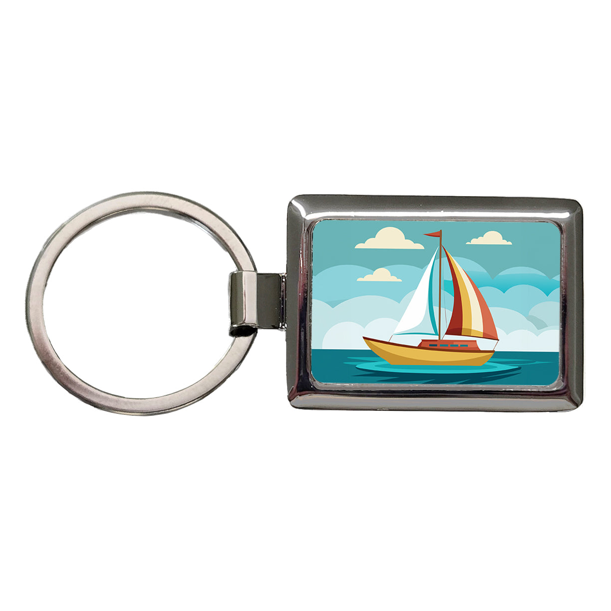 Sailboat Sailing Cute Rectangle Metal Keychain
