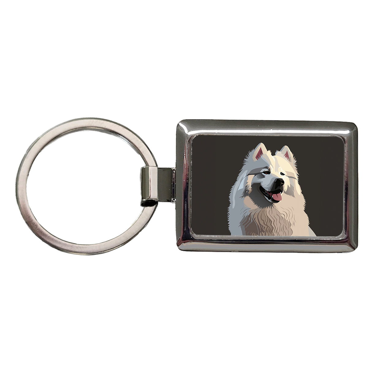 Samoyed Dog Beautiful Rectangle Metal Keychain