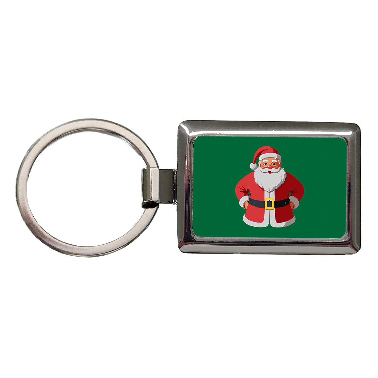 Santa Claus Christmas Rectangle Metal Keychain
