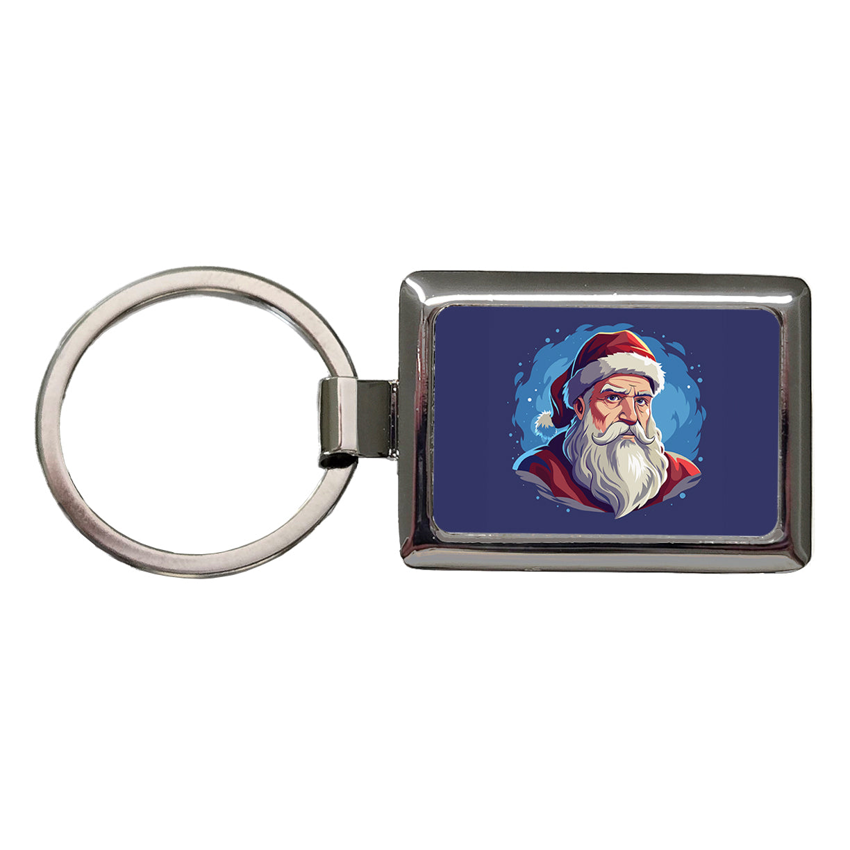 Santa Father Christmas Xmas Rectangle Metal Keychain