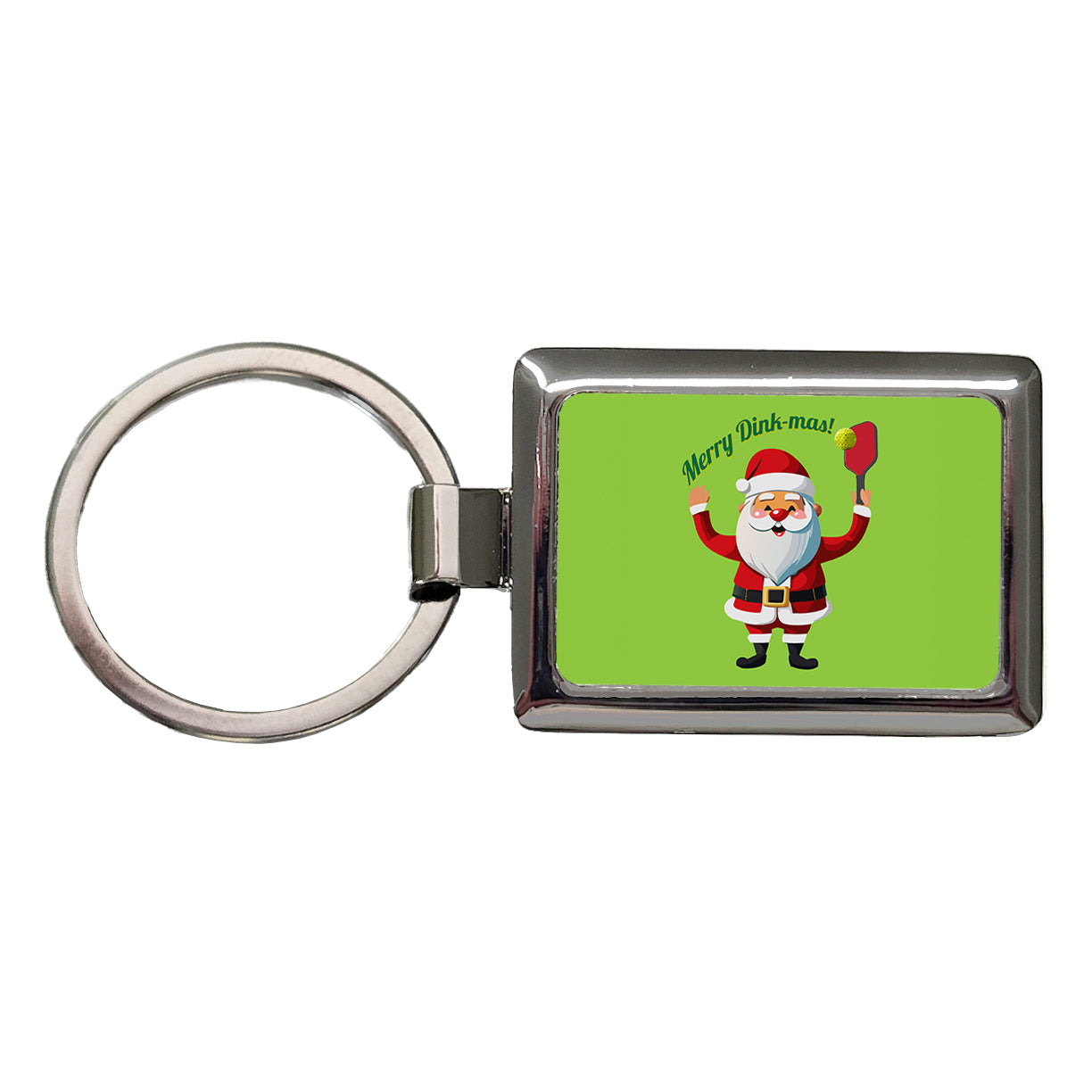 Santa Playing Pickleball Funny Merry Dink-mas Christmas Rectangle Metal Keychain