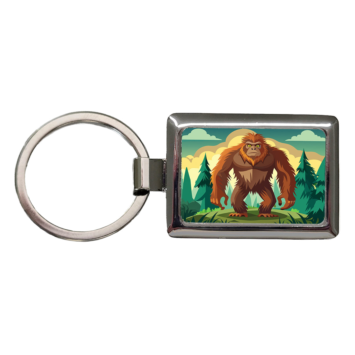 Sasquatch Big Foot Drawing Rectangle Metal Keychain
