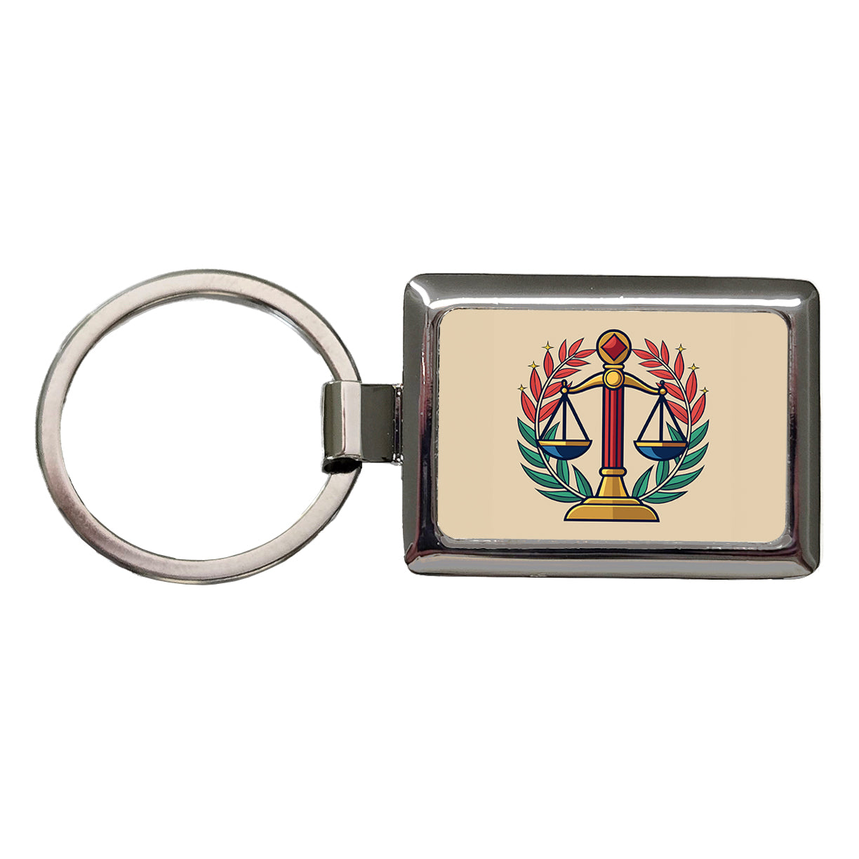 Scales of Justice Rectangle Metal Keychain