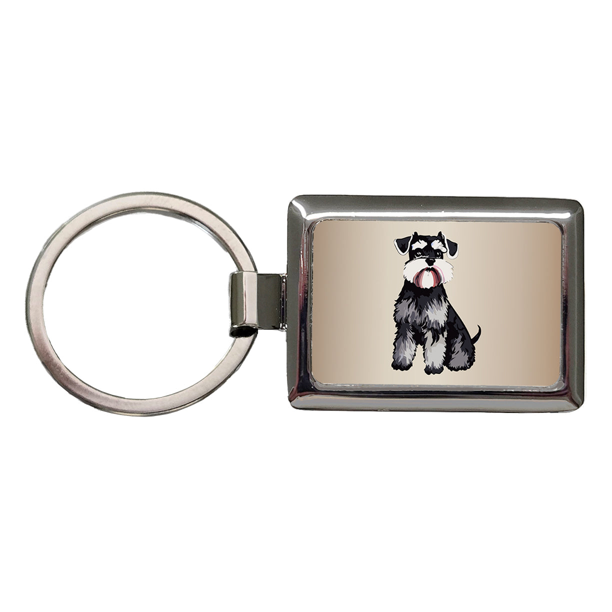 Schnauzer Dog Watercolor Rectangle Metal Keychain