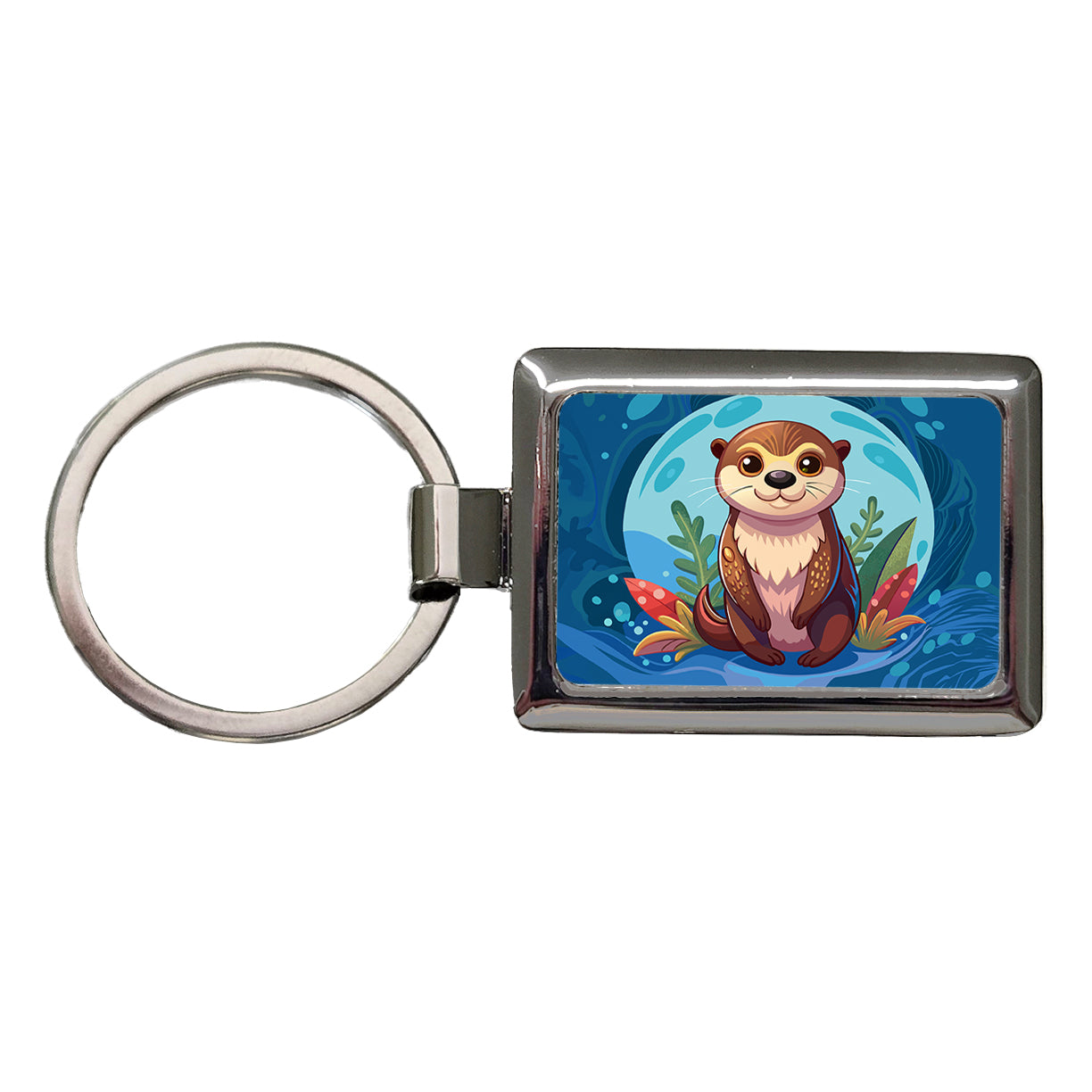 Sea Otter Cute Rectangle Metal Keychain