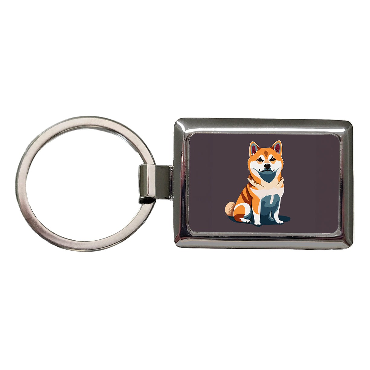 Shiba Inu Dog Sitting Rectangle Metal Keychain