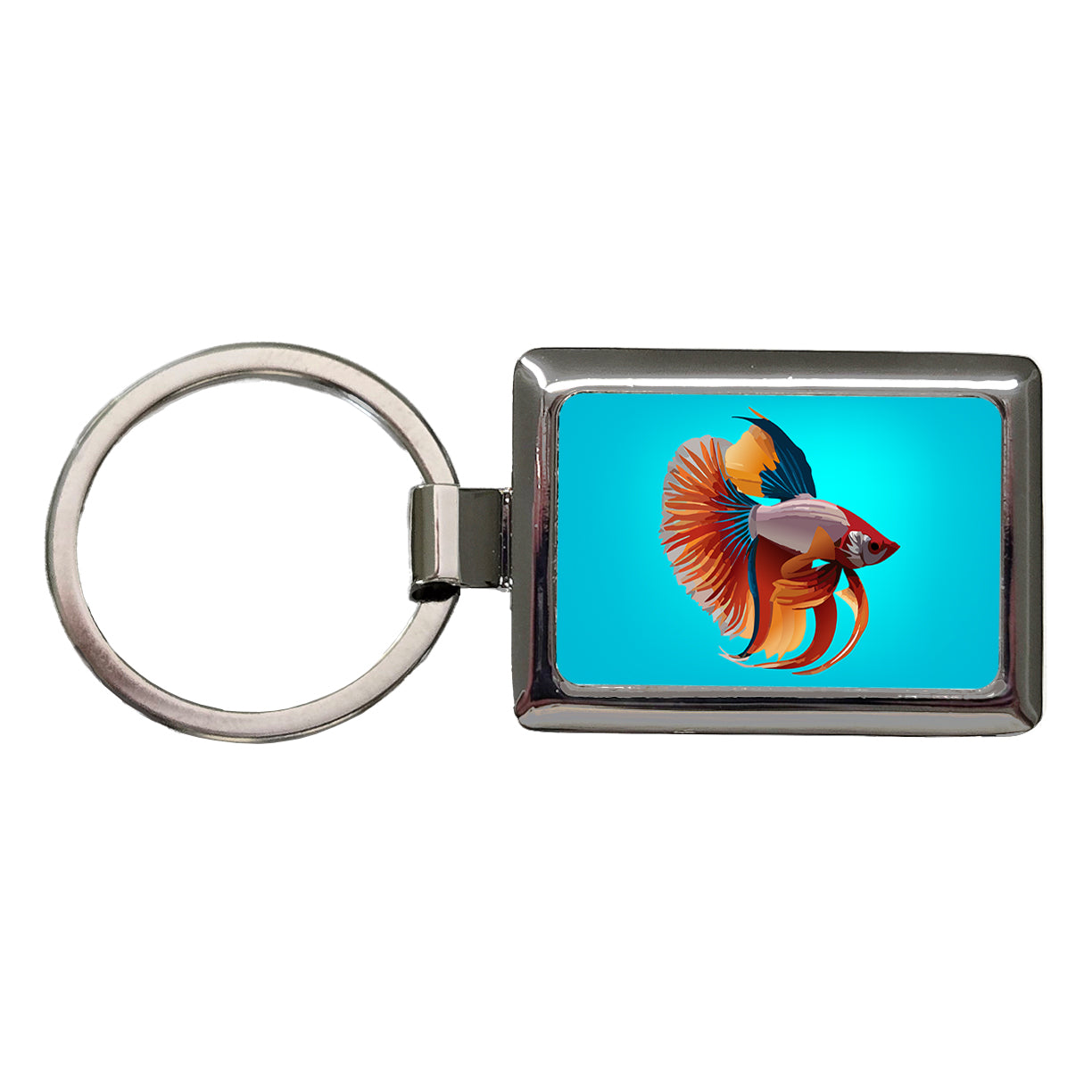 Siamese Fighting Fish Betta Freshwater Rectangle Metal Keychain