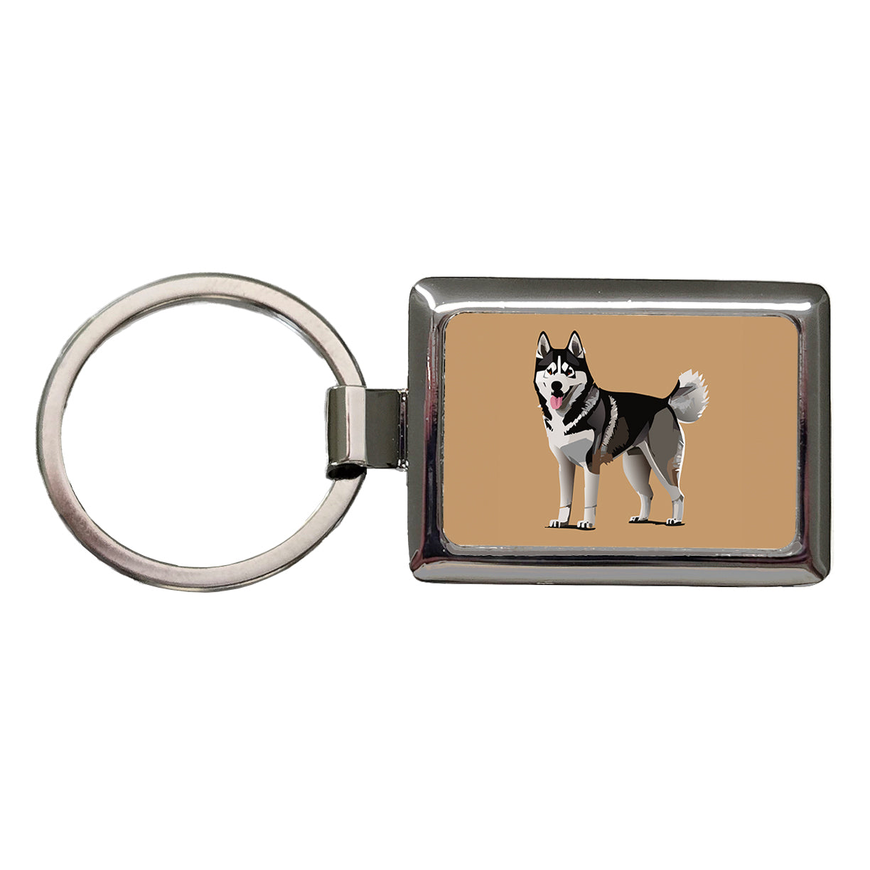 Siberian Husky Dog Standing Rectangle Metal Keychain