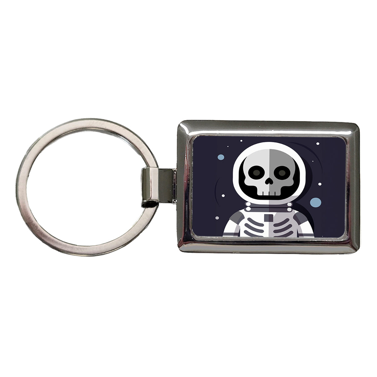 Skeleton in Space Suit Astronaut Rectangle Metal Keychain