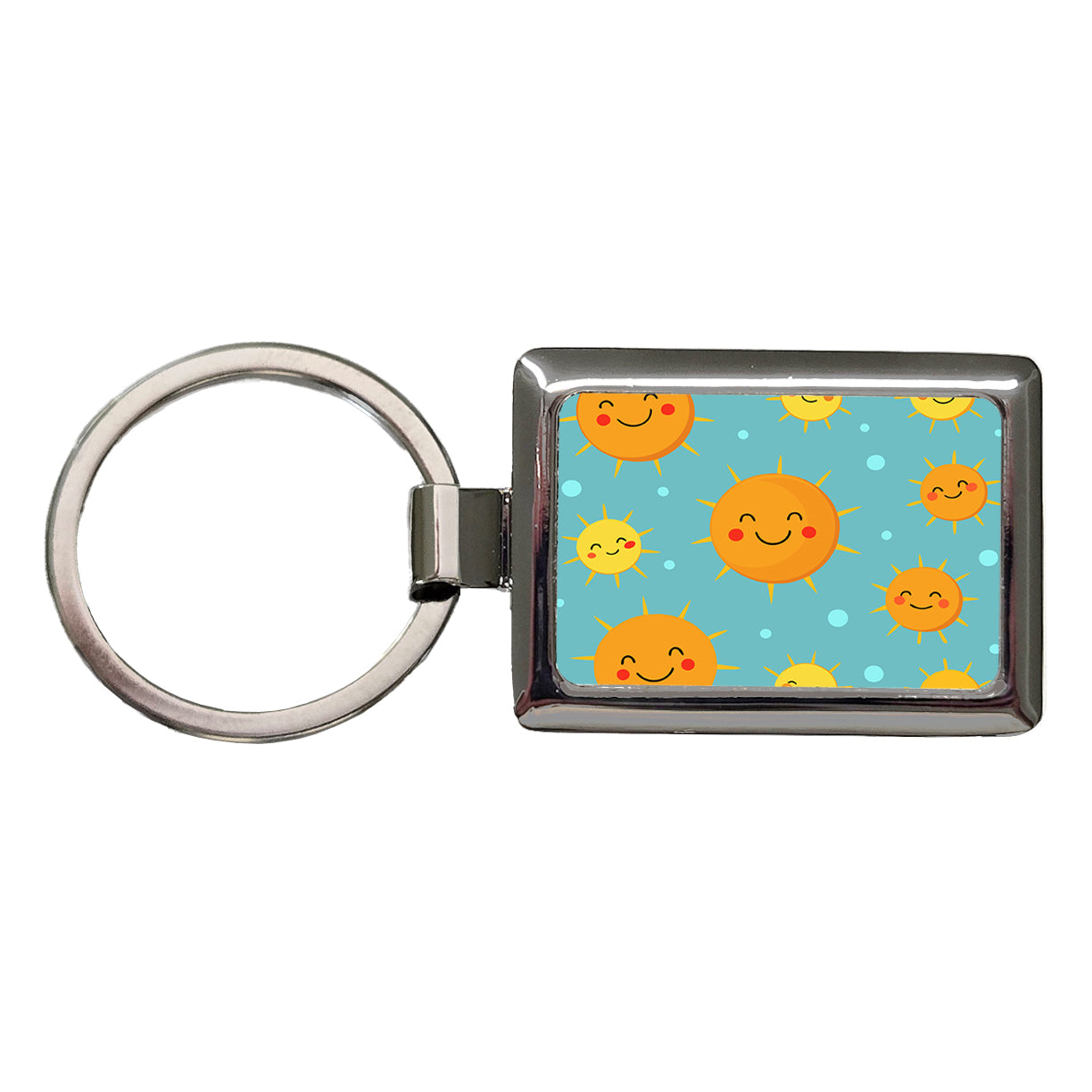 Smiling Suns Cute Rectangle Metal Keychain