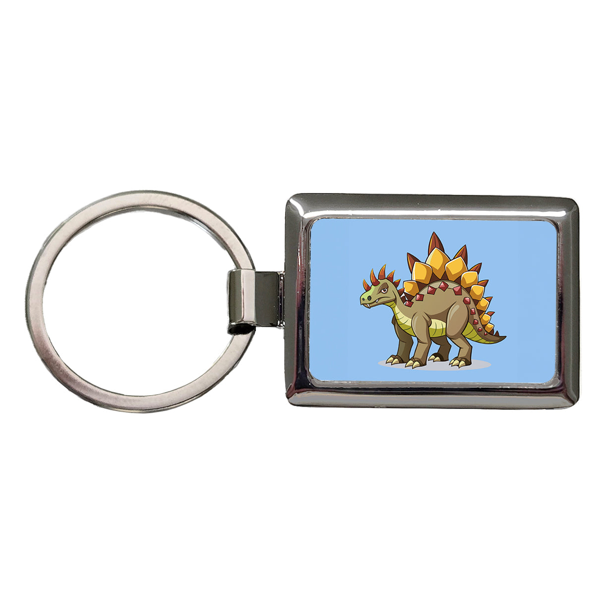 Stegosaurus Dinosaur Rectangle Metal Keychain