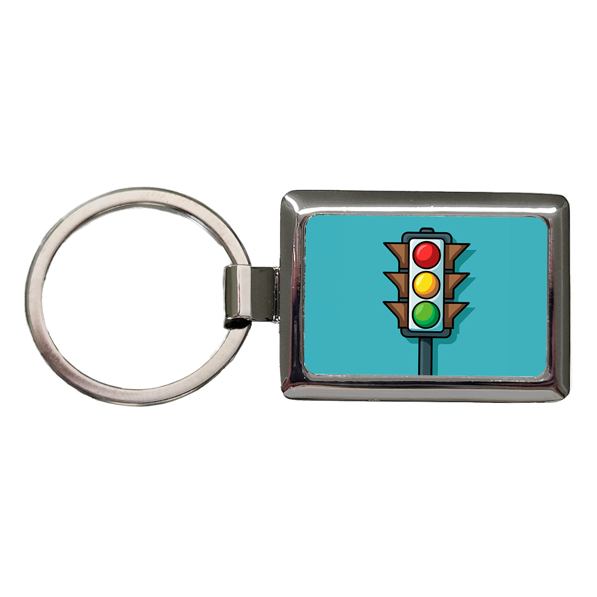 Stop Light Colorful Rectangle Metal Keychain