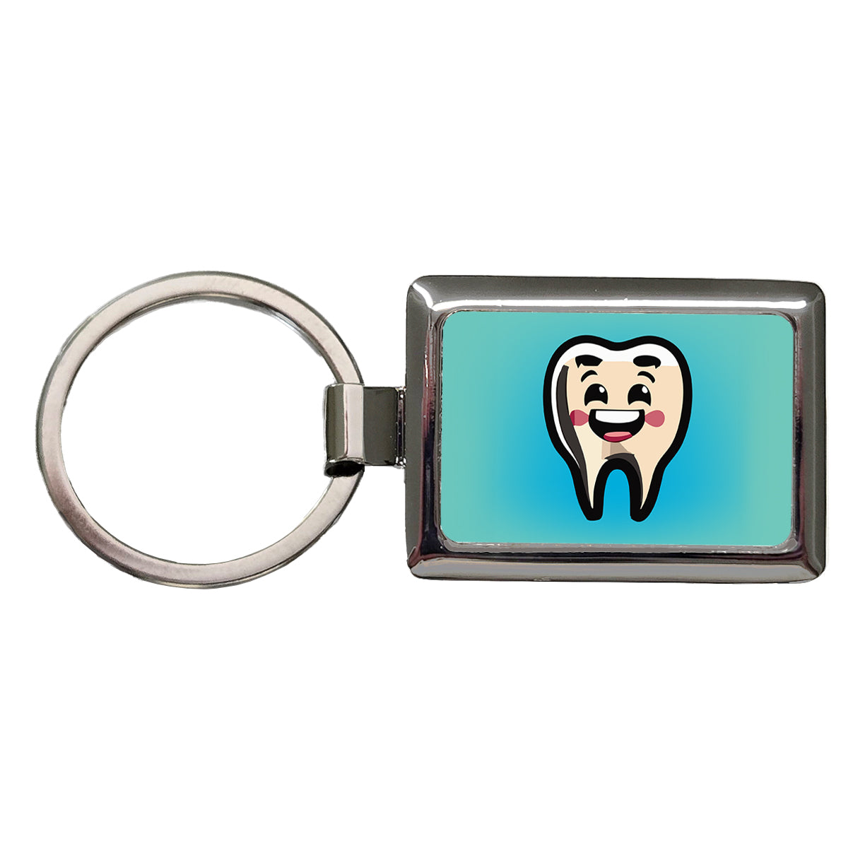 Tooth Happy Dentist Rectangle Metal Keychain