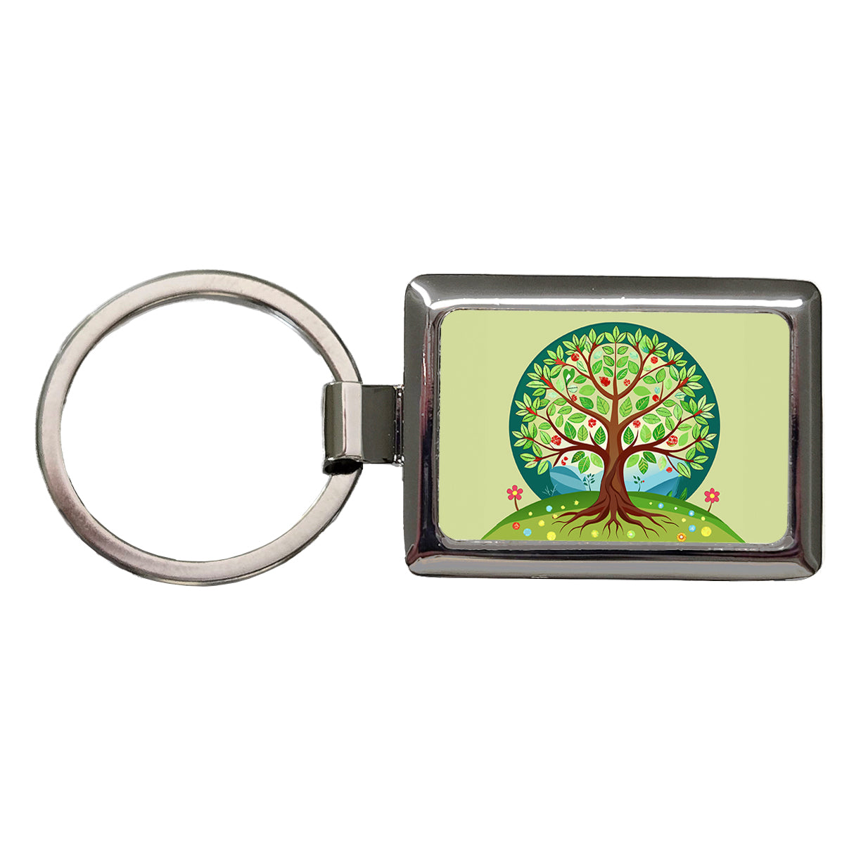 Tree of Life Colorful Rectangle Metal Keychain