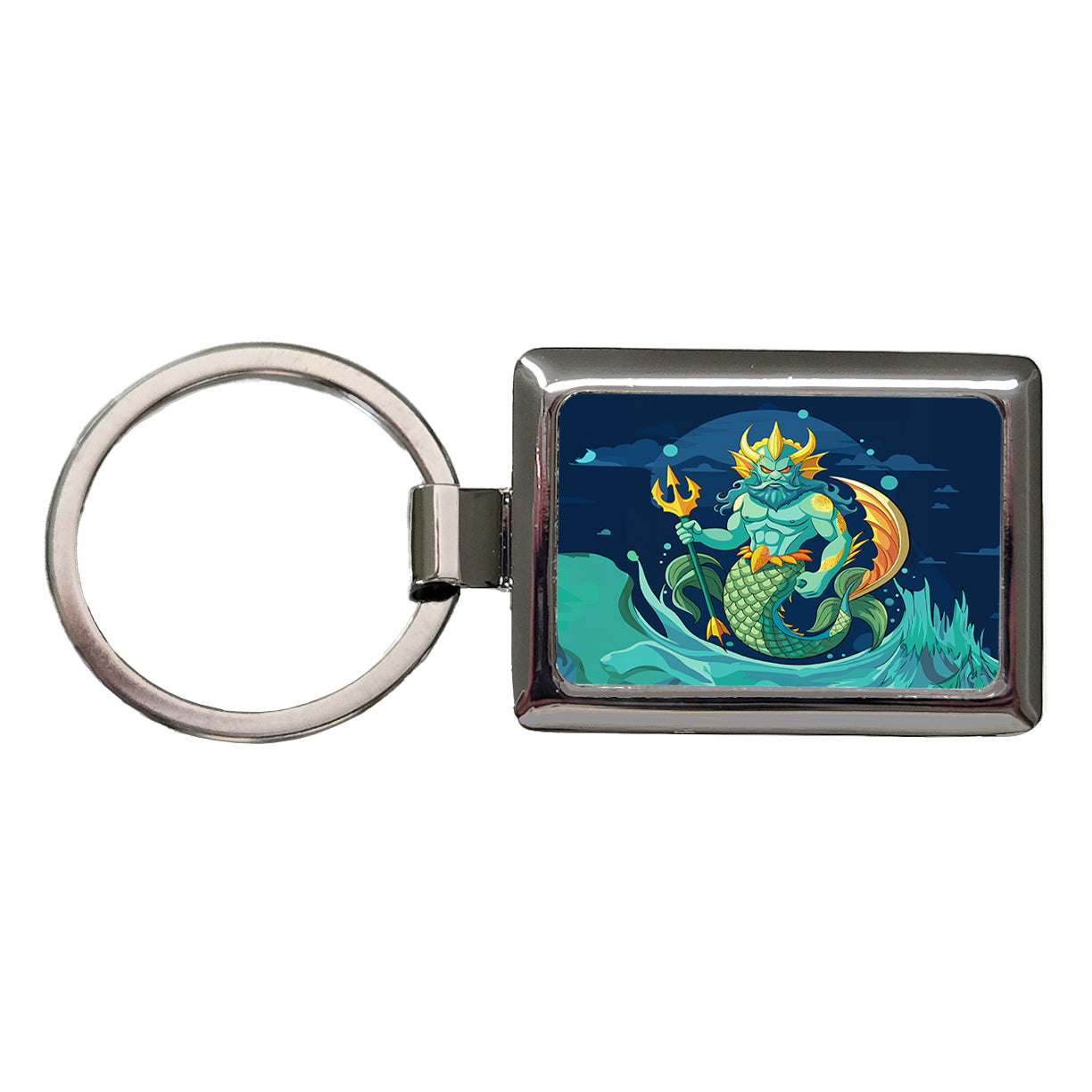 Triton Sea God Greek Mythology Rectangle Metal Keychain