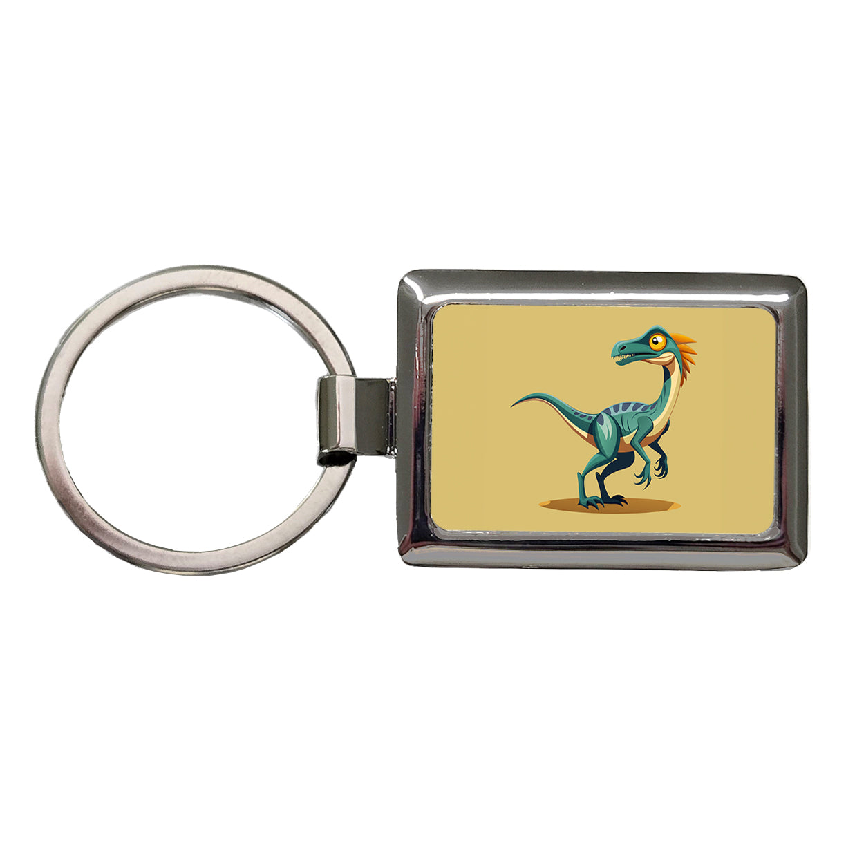 Troodon Dinosaur Rectangle Metal Keychain