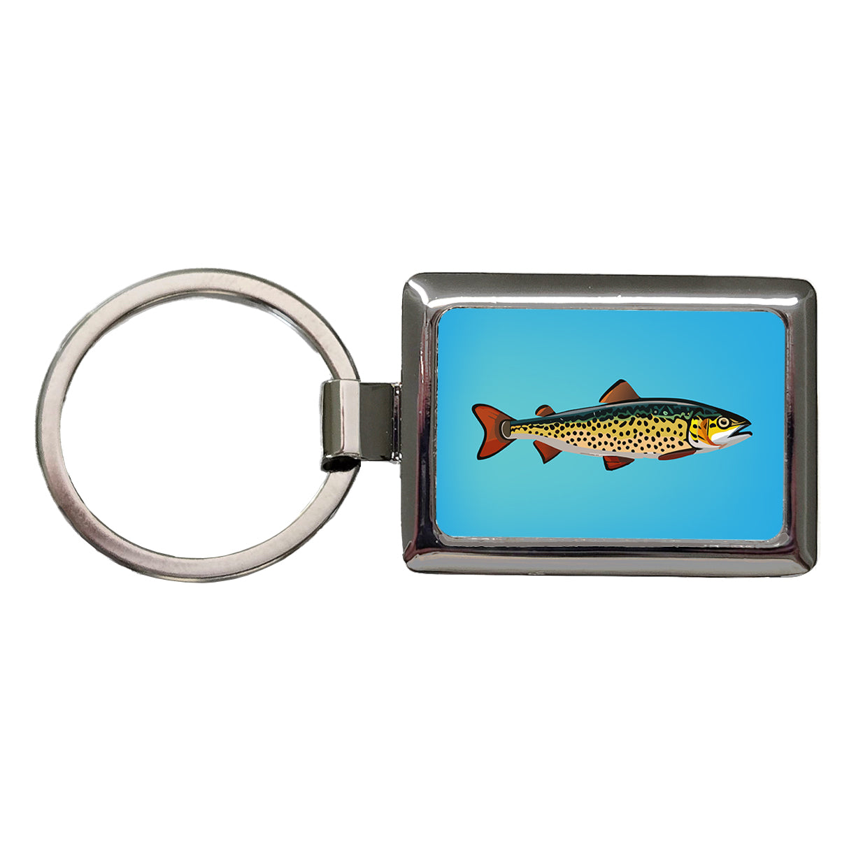 Trout Fish Fishing Rectangle Metal Keychain