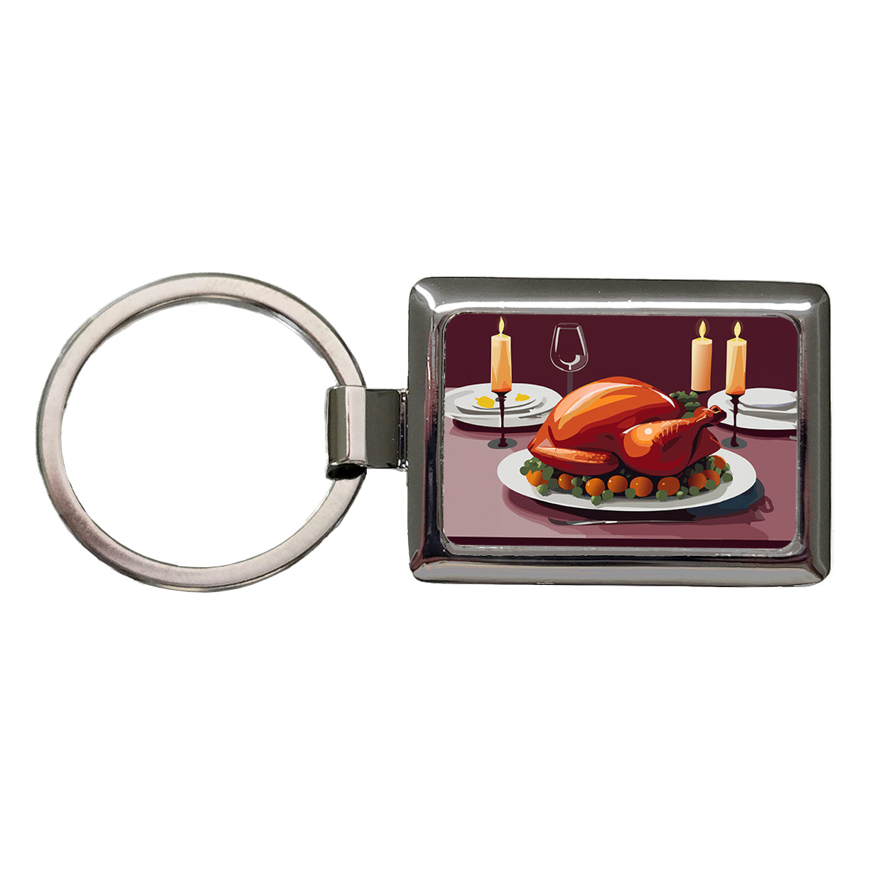 Turkey Thanksgiving Rectangle Metal Keychain